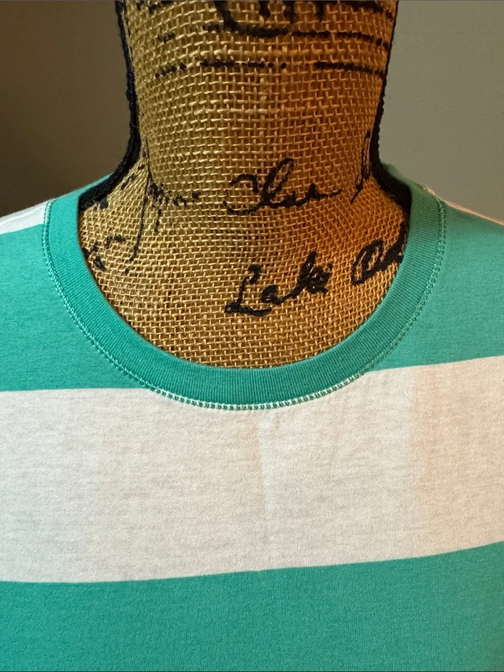 Ralph Lauren Aqua and White Striped Polo Tee. Size XL. NWT